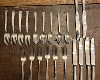 C1 - $675. Westmoreland Sterling. Small set with 6 Knives, 4 Salad Forks, 6 Dinner Forks, 5 Spoons. (Contact for Weight.)