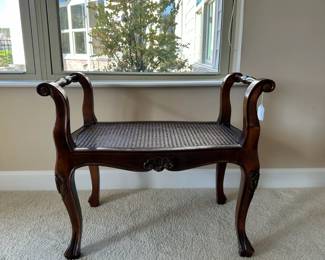 C9 - $75. Italian Single Caned Bench by Breuners - Italy. Measures 26.5" wide x 16.5" deep x 22" tall. 