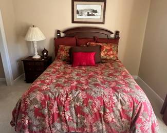 C4 - $225. Queen Bed Frame (believed to be Broyhill). Measures 63" wide x 85" long x 57" tall. Mattress is a little older but in great condition. 