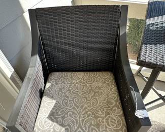 C18 - $125. 3 Pc. Bistro Set. Table is 29" square x 40" tall. Chairs are 21.5" wide x 19.5" deep x 44" tall. Floor to Seat is 29". 