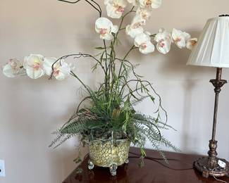 C23 - $15. Large Faux Orchid Display. Measures 32" tall. 