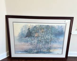 C34 - $35. Framed Lithograph Print "Bartz" Measures 43.5" x 32" tall. 