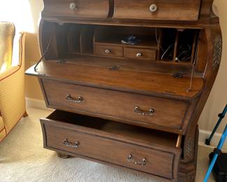 C2 - $250. Heritage Collection by Butler Furniture Curved Secretary Desk. Measures 36.5" wide x 18" deep x 44" tall. 