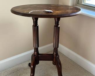 C10 - $35. Small Side Table (top is a bit wiggly) Measures 19" wide x 12" deep x 23" tall. 