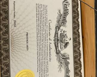 C53 - $50. Framed Painting. Measures 22" x 26" framed. Certificate of Authenticity from Prestige Arts. 