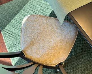 C42 - $350. Black Dining Room Table with 5 Chairs & Bench. With Leaf  in Table measures 62" long x 42" wide x 30" tall. (Leaf if 20") Without leaf table is 42" square.  Very Sturdy! Minor marks on the top from use. 