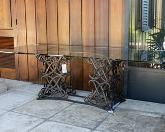 Vintage Outdoor Table, (glass as is)