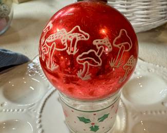 Vintage and rare. Shiny Brite mushroom ornament