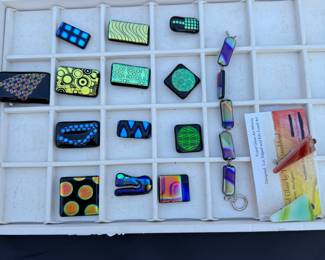 Dichroic fused glass pendants