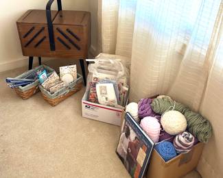 Sewing Basket & Knitting Supplies