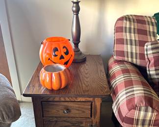 Pair end tables, Lamps