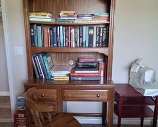 Book shelf on top of desk
