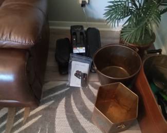 Step exerciser and brass containers