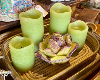 Collection of Bamboo and Brass Trays