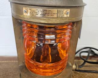 Rare - antique train light orange glass