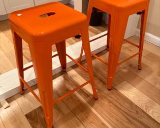  orange square metal bar stools