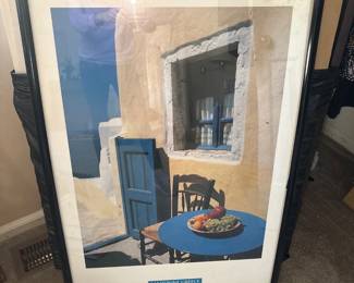 Santorini Greece Painting Poster Framed 