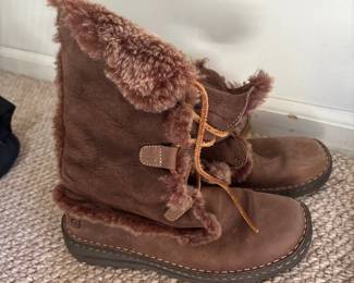 Brown Born Suede shearling lace up boots 