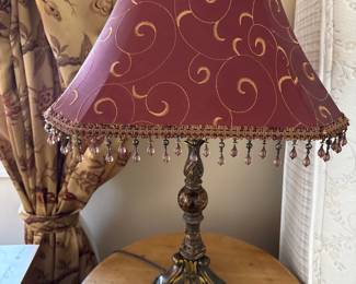Vintage Table Lamp Elegant with Scroll Lace and bead work 