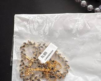 SMokey Crystal and Gold Necklace 