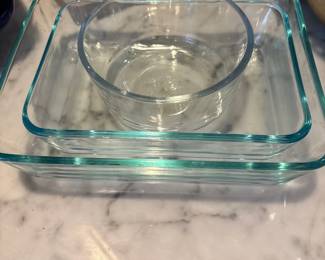 Blue Glass Pyrex  Set 
