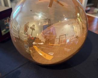 Brass and bubble glass round hanging lamp 