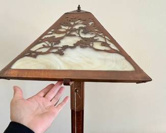 CA Arts + Crafts. Oak base, copper overlay and trim