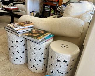 pretty cloud motif ceramic stools