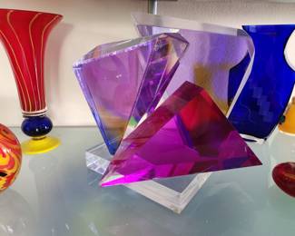 Lucite and glass