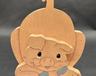 Wooden Pig Country Farmhouse Kitchen Decor