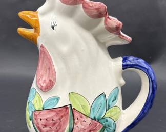 Vtg Giovanni Vietri Signed Rooster Pitcher, Italy