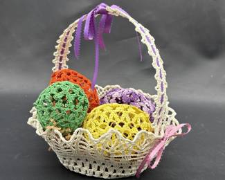 Crochet Basket w/ Crochet Easter Eggs