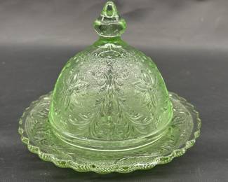 Vtg. Indiana Tiara Glass Chantilly Domed Cheese / Butter Dish
