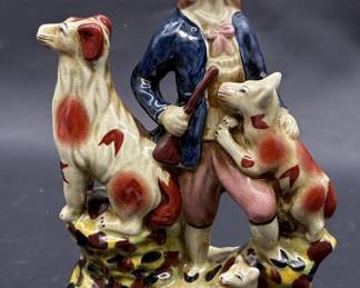 Repro Staffordshire Man with 3- Spaniels