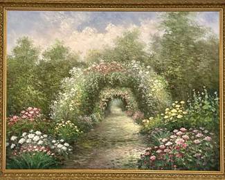 G. Donald Signed Oil, Garden Path