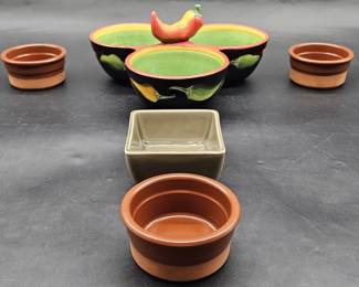 1-Dip Bowl Trio + 3-Terra Cotta Bowls + 1-Sq. Bowl