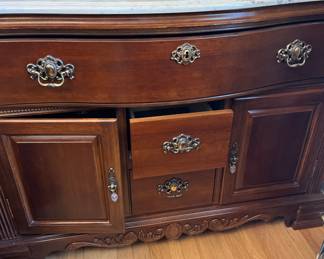 Antique break front with marble top