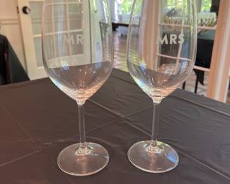 Kate Spade Mr and Mrs toasting glasses