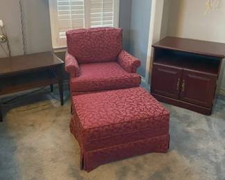 Chair, Ottoman, TV stand and End table