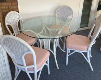 Wicker Glass Table and 4 chairs