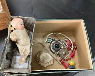 Porcelain Baby Doll & Costume Jewelry