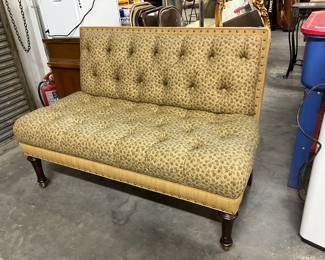 Button Back Upholstered Banquette Style Sofa