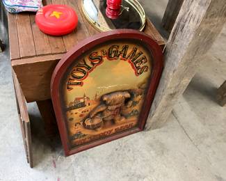 Wooden Teddy Bear Toys & Games Sign Wall Decor