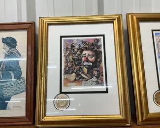 Framed Signed by Leighton-Jones & Numbered 1378/9900 Lithograph from Emmett Kelly Circus Collection