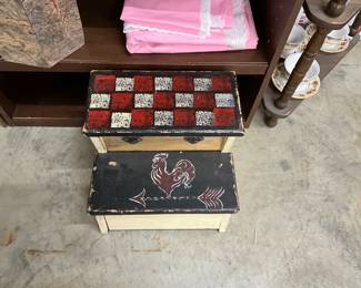 Wooden Rooster Step Stool