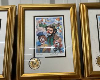 Framed Signed by Leighton-Jones & Numbered 1108/9900 Lithograph from Emmett Kelly Circus Collection