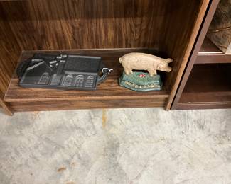 Cast Iron Gingerbread House Mold & Pig Door Stop