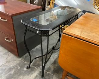 Black Wood, Metal & Glass Entry or Sofa Table