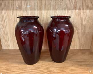 Anchor Hocking Royal Ruby Red Glass Vases