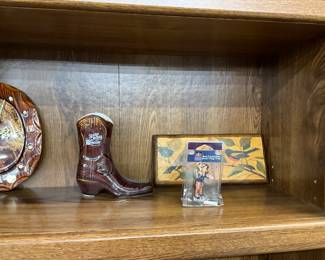 Ceramic Cowboy Boot Tiki Mug - Lemax Village Bob Cratchet & Tiny Tim Figure